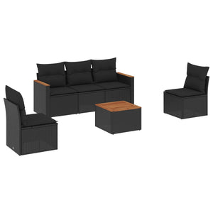 Set Divano da Giardino 6 pz con Cuscini Nero in Polyrattancod mxl 89047