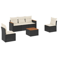 Set Divano da Giardino 6 pz con Cuscini Nero in Polyrattan 3225853