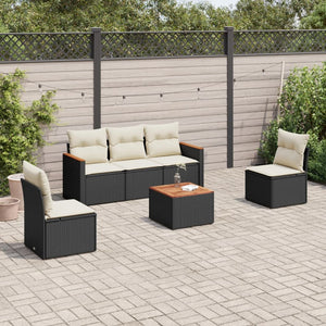 Set Divano da Giardino 6 pz con Cuscini Nero in Polyrattan 3225853