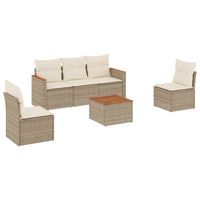 Set Divano da Giardino 6 pz con Cuscini Beige in Polyrattan 3225855