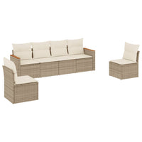 Set Divano da Giardino 6 pz con Cuscini Beige in Polyrattan 3225862