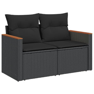 Set Divani da Giardino con Cuscini 7pz Nero Polyrattancod mxl 116662