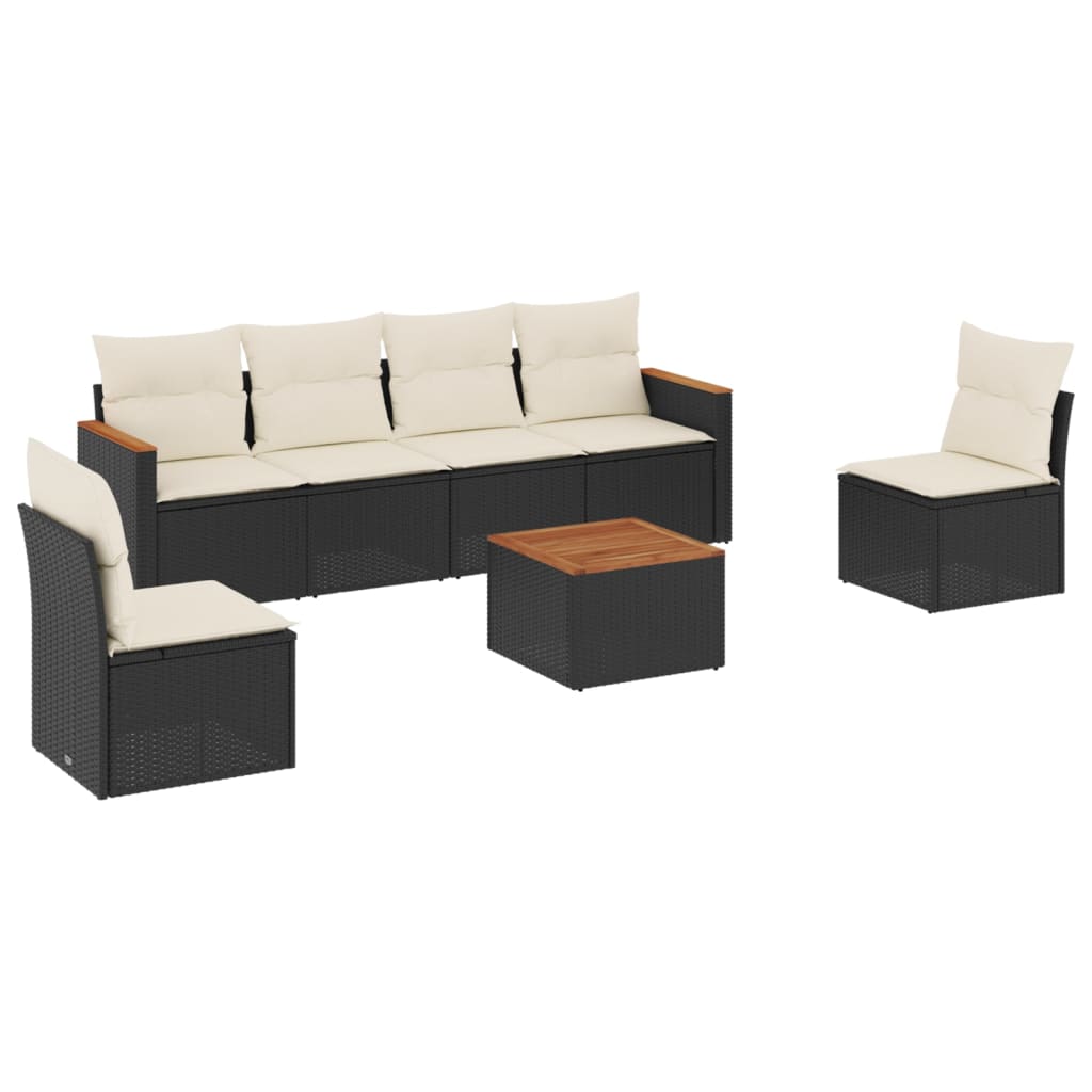 Set Divani da Giardino con Cuscini 7pz Nero Polyrattan 3225867