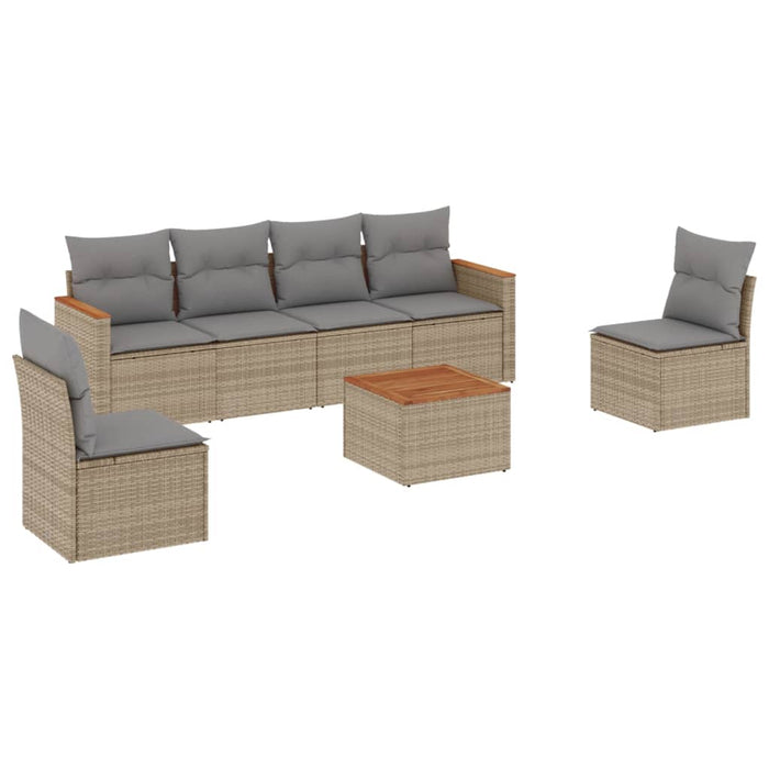 Set Divano da Giardino 7 pz con Cuscini Beige Misto Polyrattan 3225870