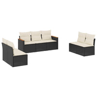 Set Divani da Giardino con Cuscini 7pz Nero Polyrattan 3225874