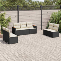 Set Divani da Giardino con Cuscini 7pz Nero Polyrattan 3225874