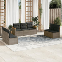 Set Divani da Giardino 7 pz con Cuscini Grigio in Polyrattancod mxl 89051