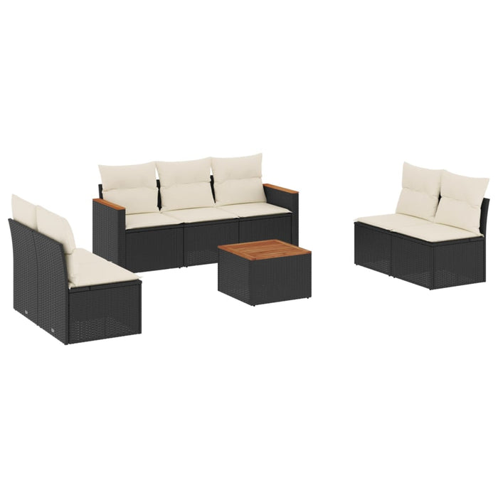 Set Divani da Giardino con Cuscini 8 pz Nero in Polyrattan 3225881