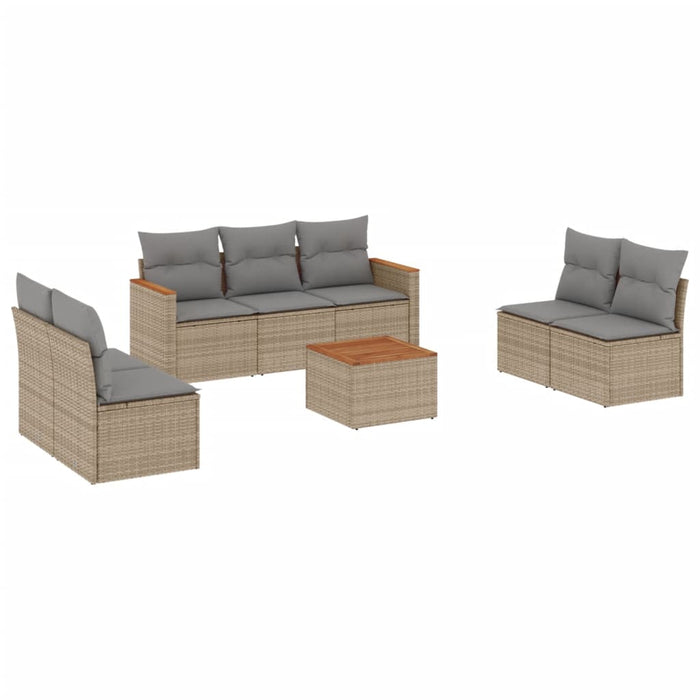 Set Divano da Giardino 8 pz con Cuscini Beige Misto Polyrattan 3225884