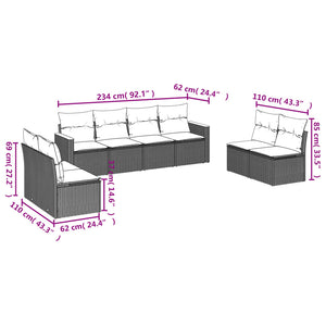 Set Divani da Giardino con Cuscini 8 pz Nero in Polyrattan 3225887