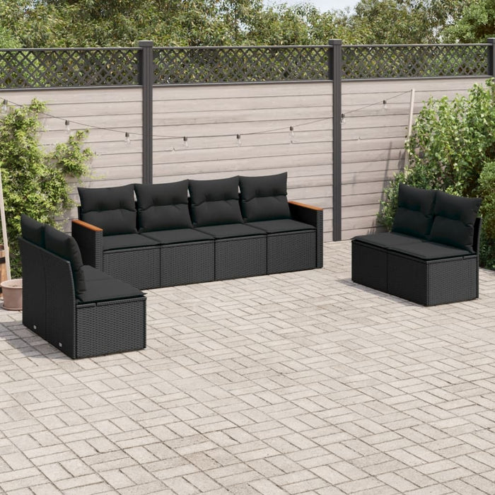 Set Divani da Giardino con Cuscini 8 pz Nero in Polyrattan 3225887