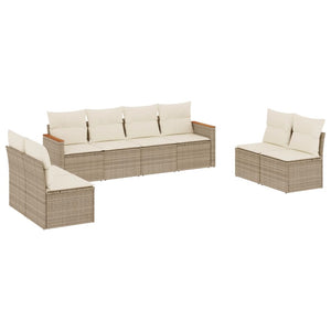 Set Divano da Giardino 8 pz con Cuscini Beige in Polyrattan 3225890