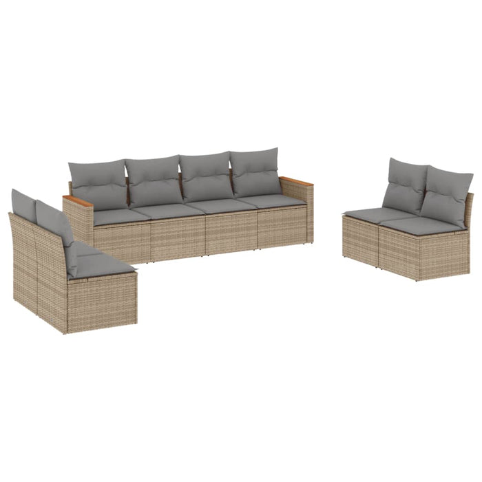 Set Divano da Giardino 8 pz con Cuscini Beige Misto Polyrattan 3225891