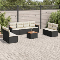 Set Divani da Giardino 9 pz con Cuscini Nero in Polyrattan 3225895