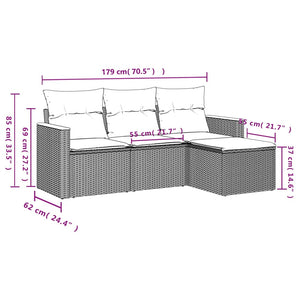 Set Divani da Giardino 4 pz con Cuscini Nero in Polyrattan 3225901