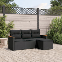 Set Divani da Giardino 4 pz con Cuscini Nero in Polyrattan 3225901