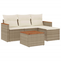 Set Divano da Giardino 5 pz con Cuscini Beige in Polyrattan 3225911