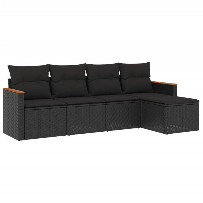 Set Divani da Giardino 5 pz con Cuscini in Polyrattan Nero 3225915