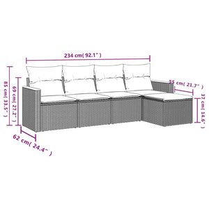 Set Divani da Giardino 5 pz con Cuscini in Polyrattan Nero 3225915