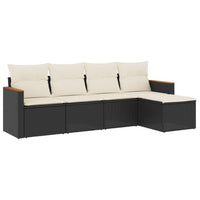 Set Divani da Giardino 5 pz con Cuscini in Polyrattan Nero 3225916