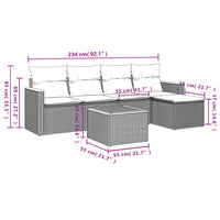 Set Divano da Giardino 6 pz con Cuscini Nero in Polyrattan 3225922