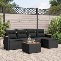 Set Divano da Giardino 6 pz con Cuscini Nero in Polyrattancod mxl 89056