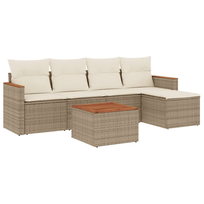 Set Divano da Giardino 6 pz con Cuscini Beige in Polyrattan 3225925