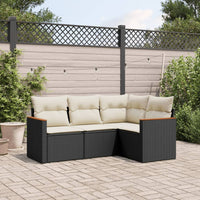 Set Divani da Giardino 4 pz con Cuscini Nero in Polyrattan 3225930