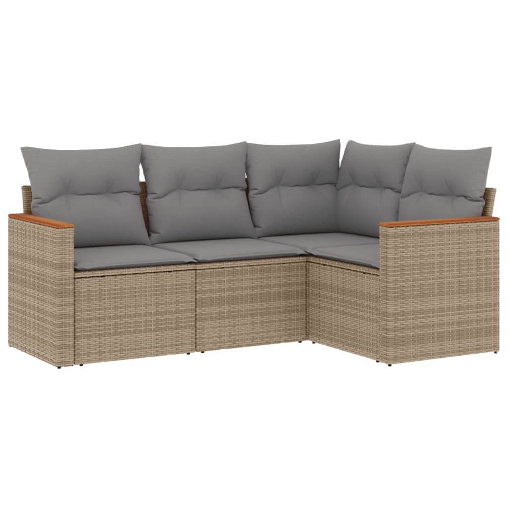 Set Divano da Giardino 4 pz con Cuscini Beige Misto Polyrattan 3225933