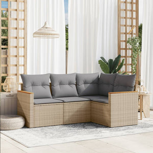 Set Divano da Giardino 4 pz con Cuscini Beige Misto Polyrattan 3225933