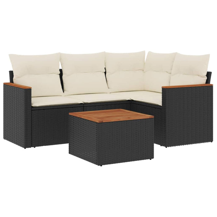 Set Divani da Giardino 5 pz con Cuscini in Polyrattan Nero 3225937