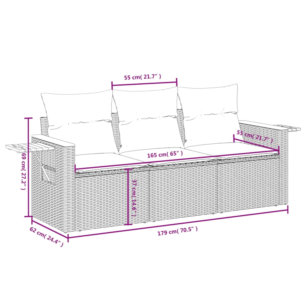 Set Divani da Giardino 5 pz con Cuscini in Polyrattan Nero 3225937