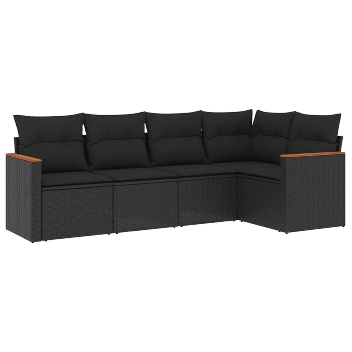 Set Divani da Giardino 5 pz con Cuscini in Polyrattan Nero 3225943