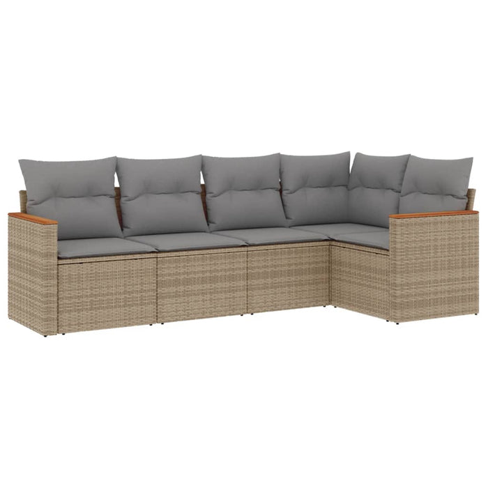 Set Divano da Giardino 5 pz con Cuscini Beige Misto Polyrattan 3225947