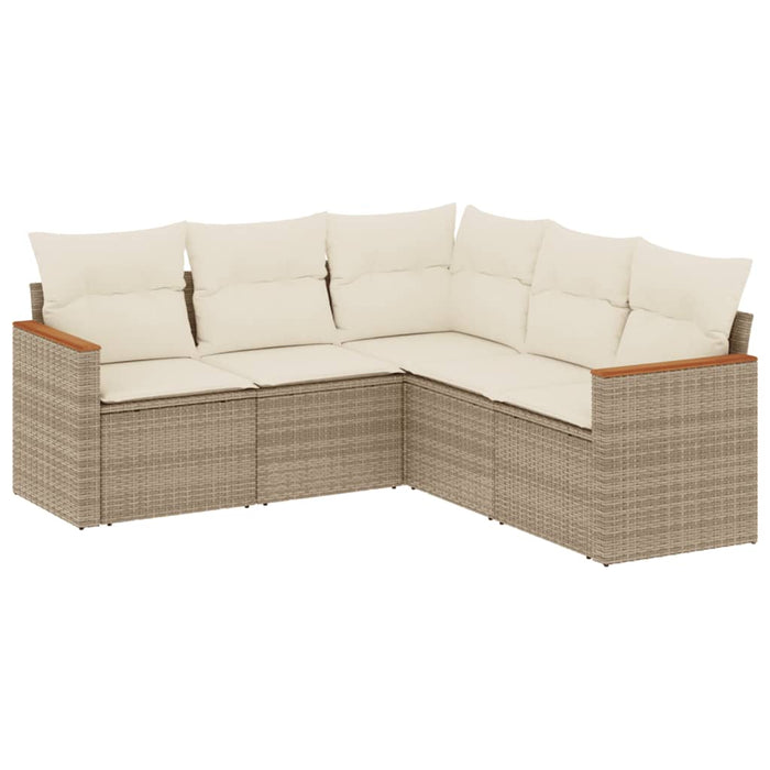 Set Divano da Giardino 5 pz con Cuscini Beige in Polyrattan 3225960