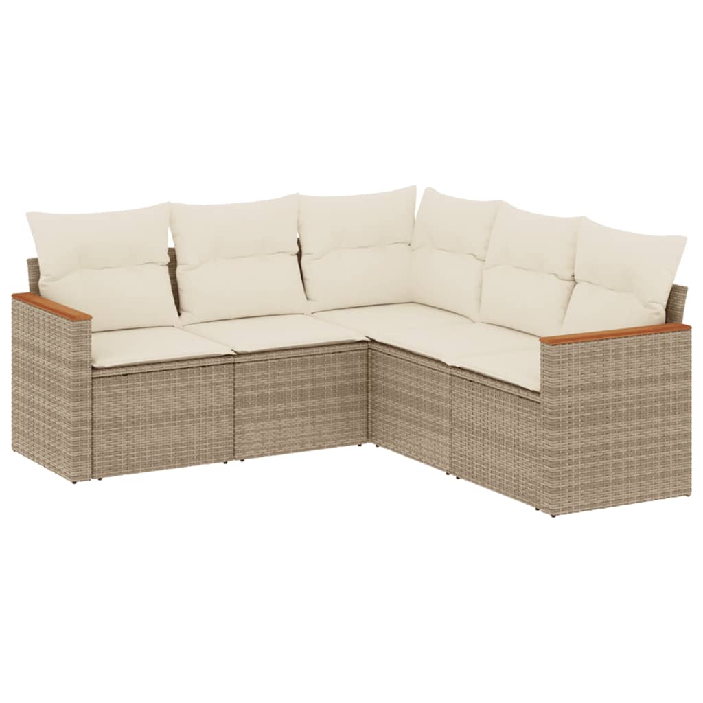 Set Divano da Giardino 5 pz con Cuscini Beige in Polyrattancod mxl 90570