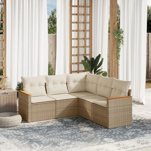 Set Divano da Giardino 5 pz con Cuscini Beige in Polyrattancod mxl 90570