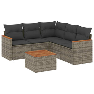 Set Divano da Giardino 6 pz con Cuscini Grigio in Polyrattan 3225969