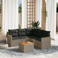 Set Divano da Giardino 6 pz con Cuscini Grigio in Polyrattancod mxl 92738