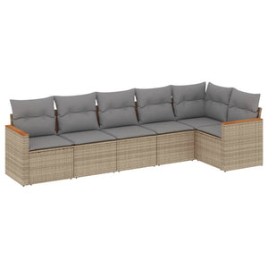 Set Divano da Giardino 6 pz con Cuscini Beige Misto Polyrattan 3225989