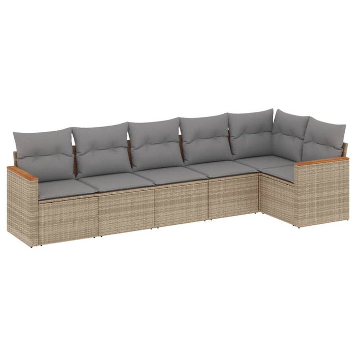 Set Divano da Giardino 6 pz con Cuscini Beige Misto Polyrattan 3225989