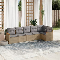 Set Divano da Giardino 6 pz con Cuscini Beige Misto Polyrattan 3225989