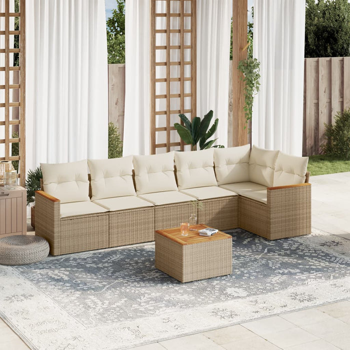 Set Divani da Giardino 7 pz con Cuscini Beige in Polyrattancod mxl 89065