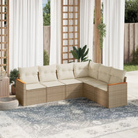 Set Divano da Giardino 6 pz con Cuscini Beige in Polyrattan 3226002