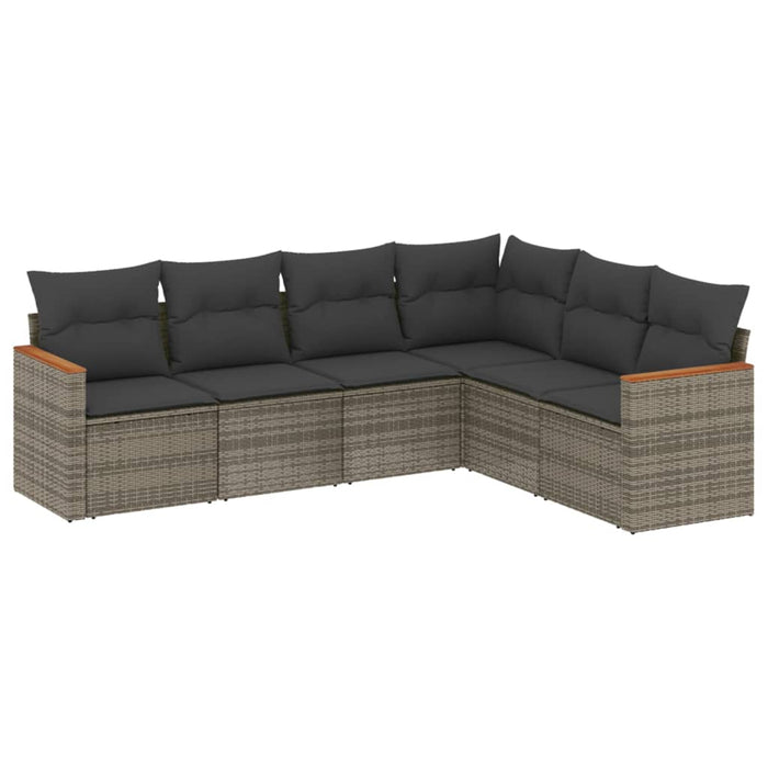 Set Divano da Giardino 6 pz con Cuscini Grigio in Polyrattan 3226004