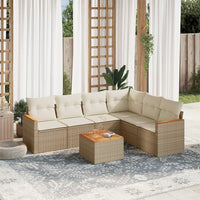 Set Divani da Giardino 7 pz con Cuscini Beige in Polyrattan 3226009