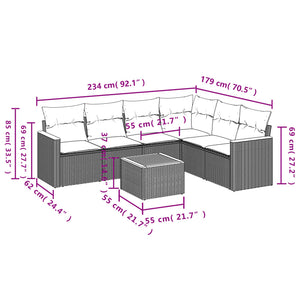 Set Divani da Giardino 7 pz con Cuscini Grigio in Polyrattan 3226011