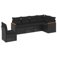 Set Divano da Giardino 6 pz con Cuscini Nero in Polyrattan 3226013