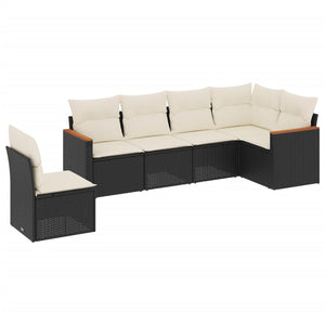 Set Divano da Giardino 6 pz con Cuscini Nero in Polyrattan 3226014