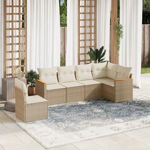 Set Divano da Giardino 6 pz con Cuscini Beige in Polyrattan 3226016